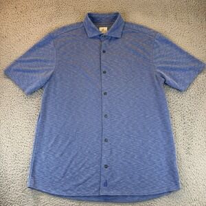 Johnnie O Hangin Out Shirt Mens Large Blue Heather Button Up Short Sleeve Camp